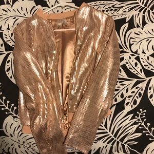 Champagne sequin bomber jacket NWOT